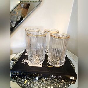 4pc Water Glasses with Gold Rim. New Without Tags. Never used